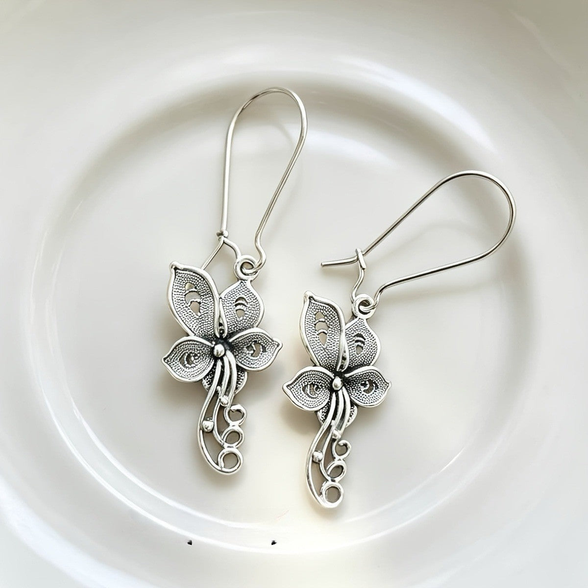 Vintage Butterfly Drop Earrings
