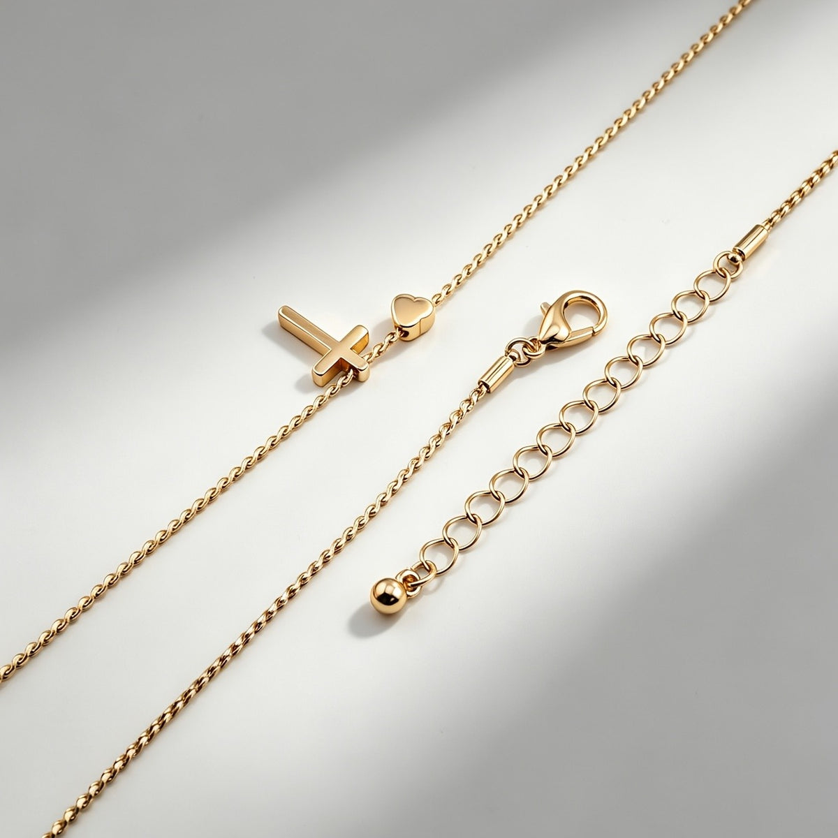Cross & Heart Charm Necklace