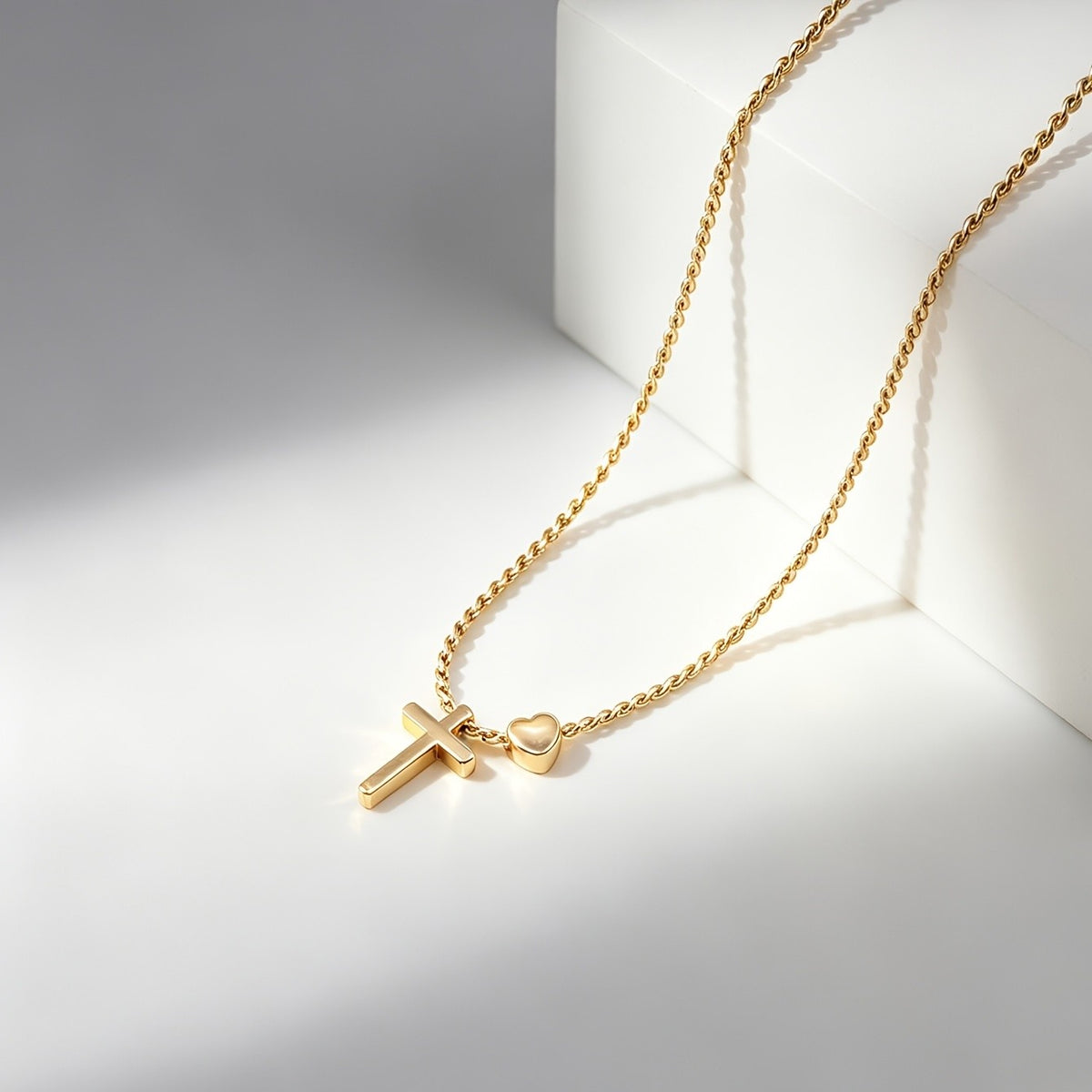 Cross & Heart Charm Necklace