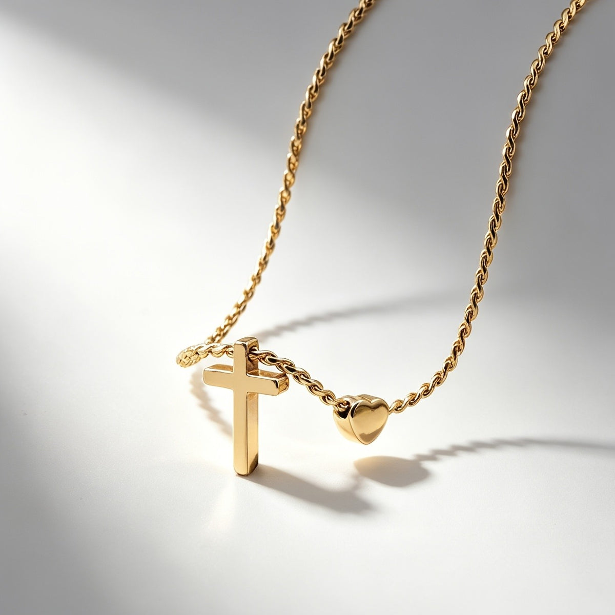 Cross & Heart Charm Necklace