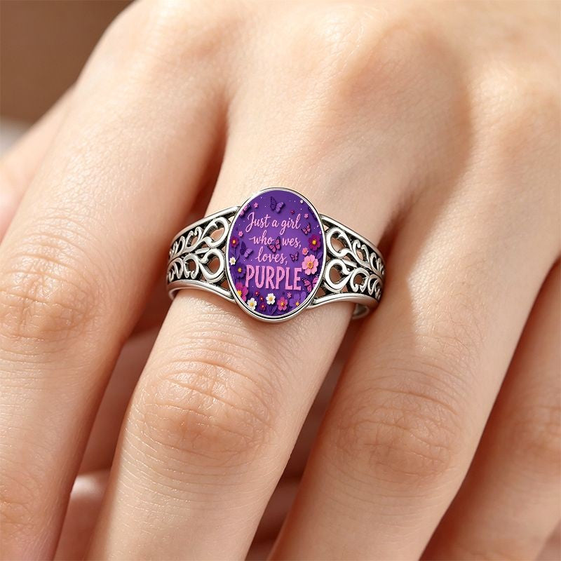 Purple Floral Butterfly Ring