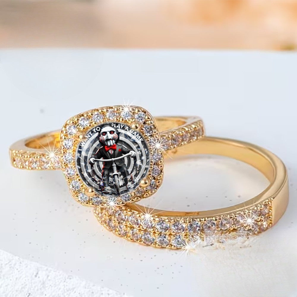 Crystal Square Bicycle Ring Set