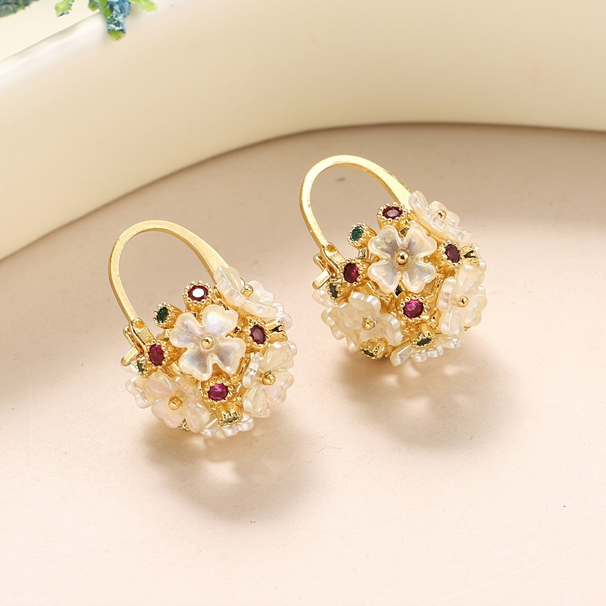 Floral Glass Cluster Earrings