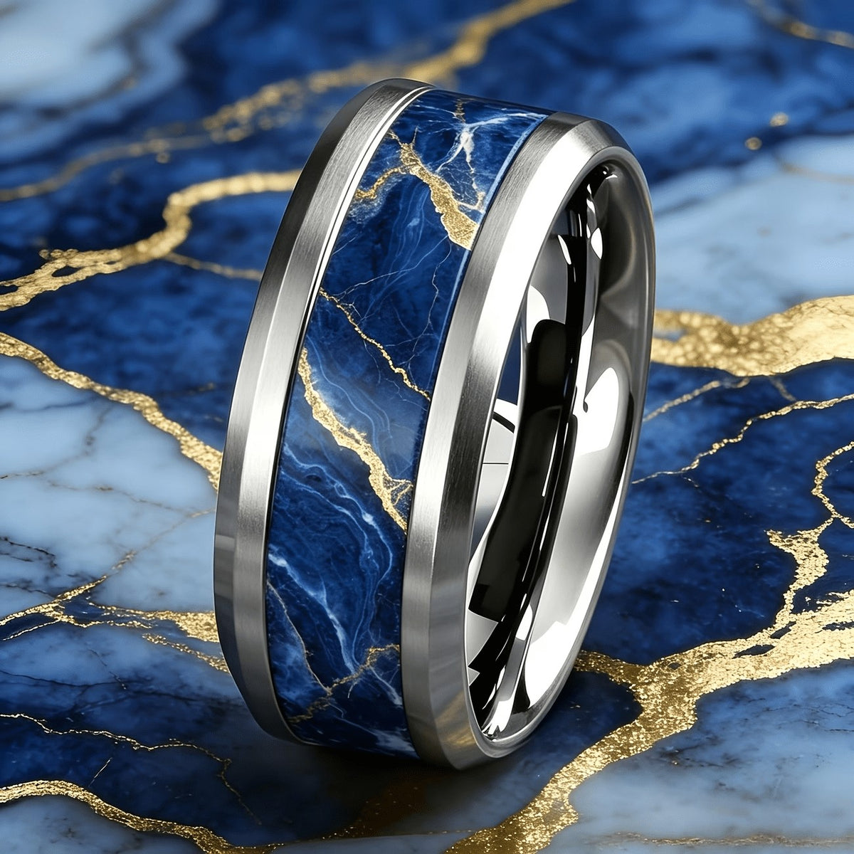 Blue Marble Statement Ring