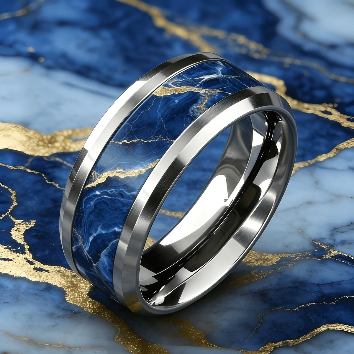 Blue Marble Statement Ring