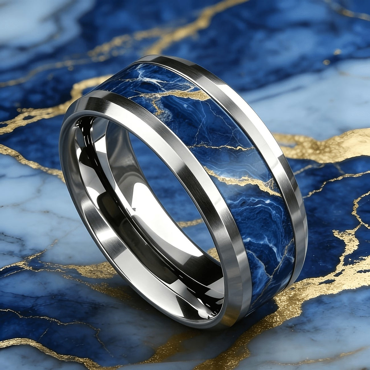 Blue Marble Statement Ring