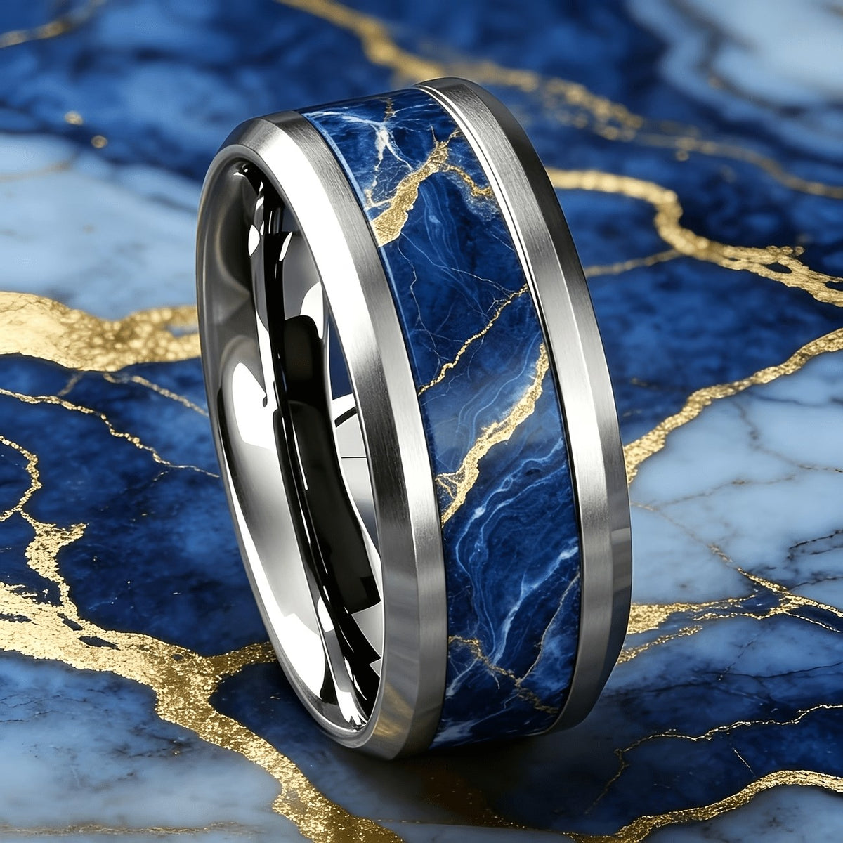 Blue Marble Statement Ring