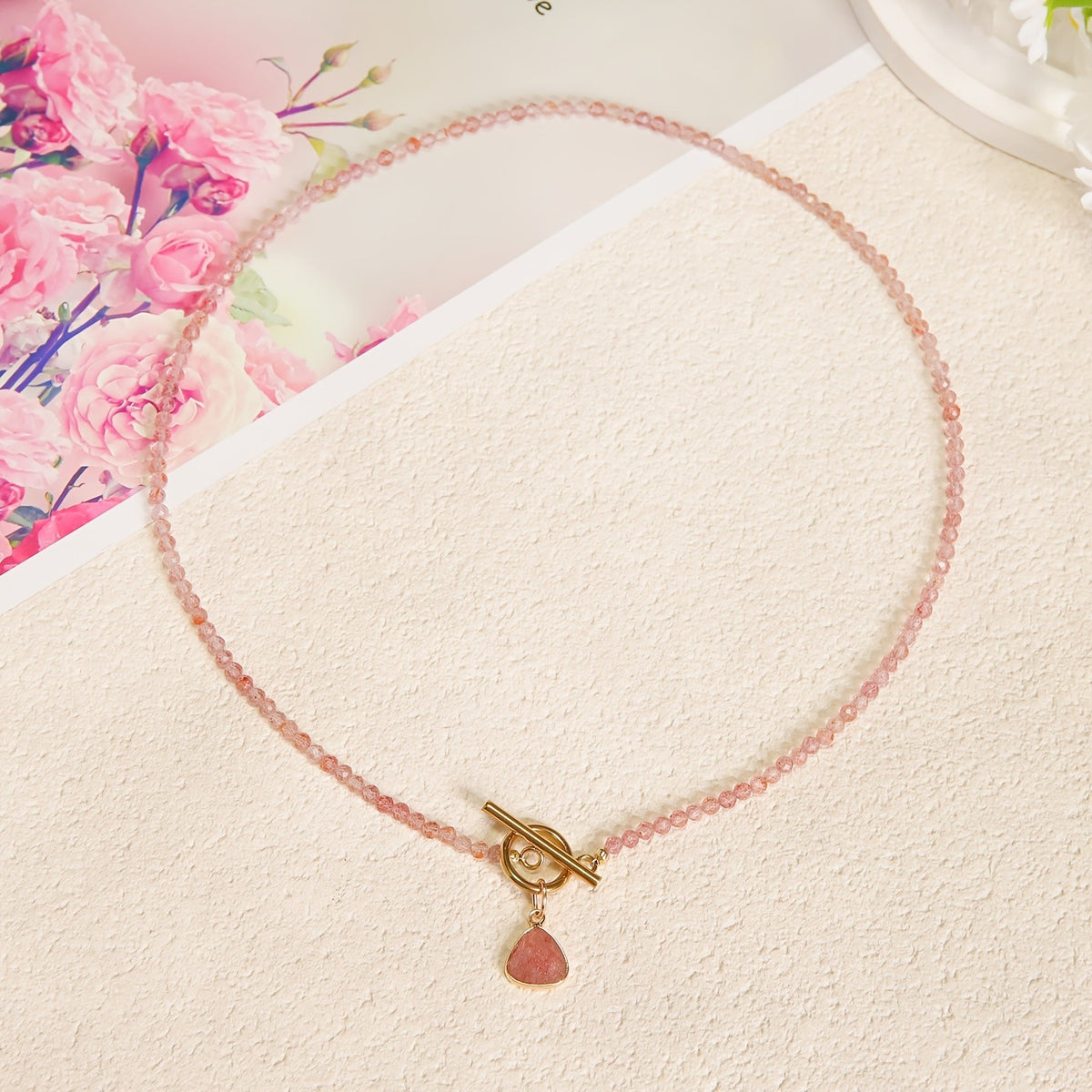 Faceted Stone Triangle Toggle Necklace