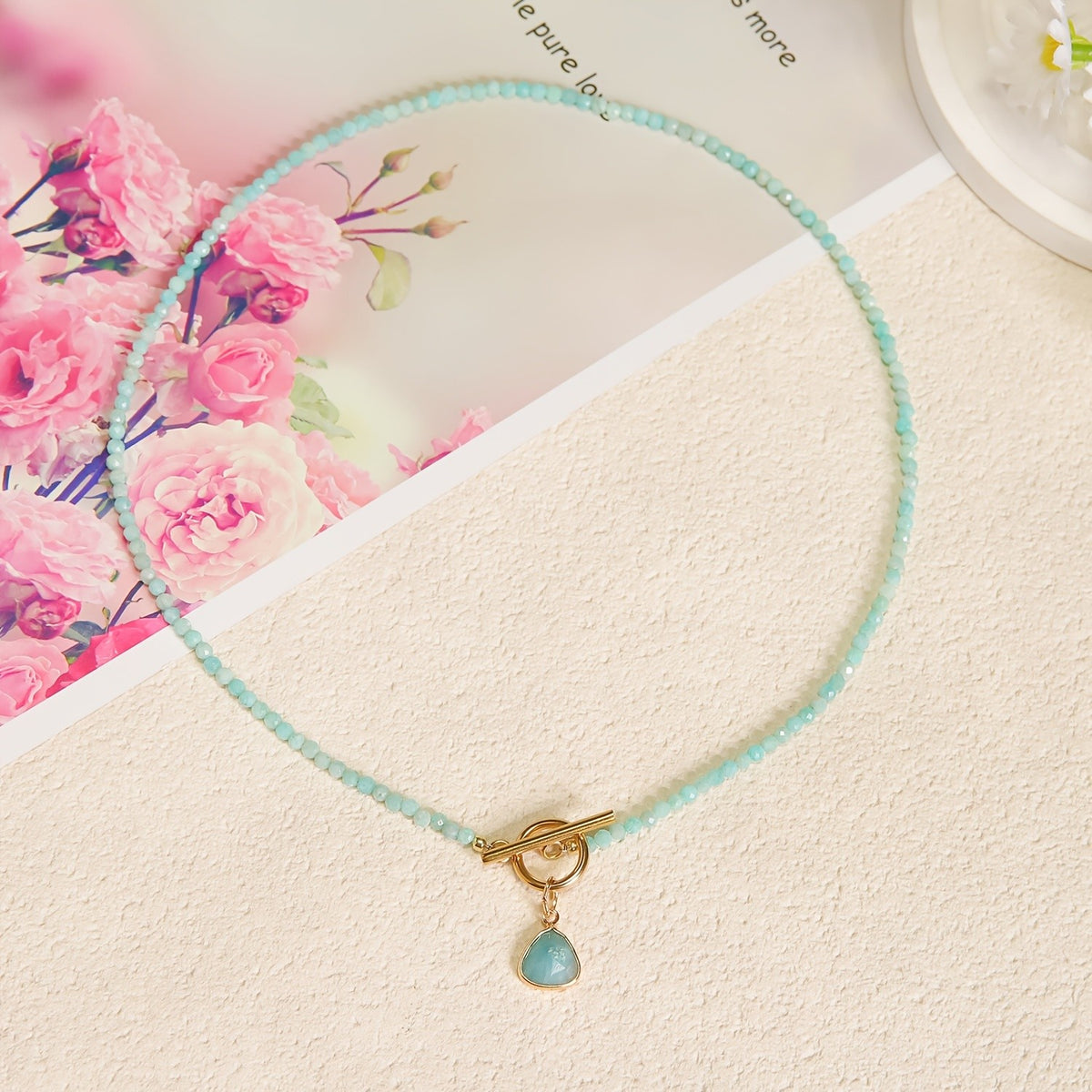 Faceted Stone Triangle Toggle Necklace