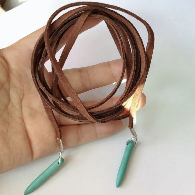 Turquoise Drop Leather Necklace