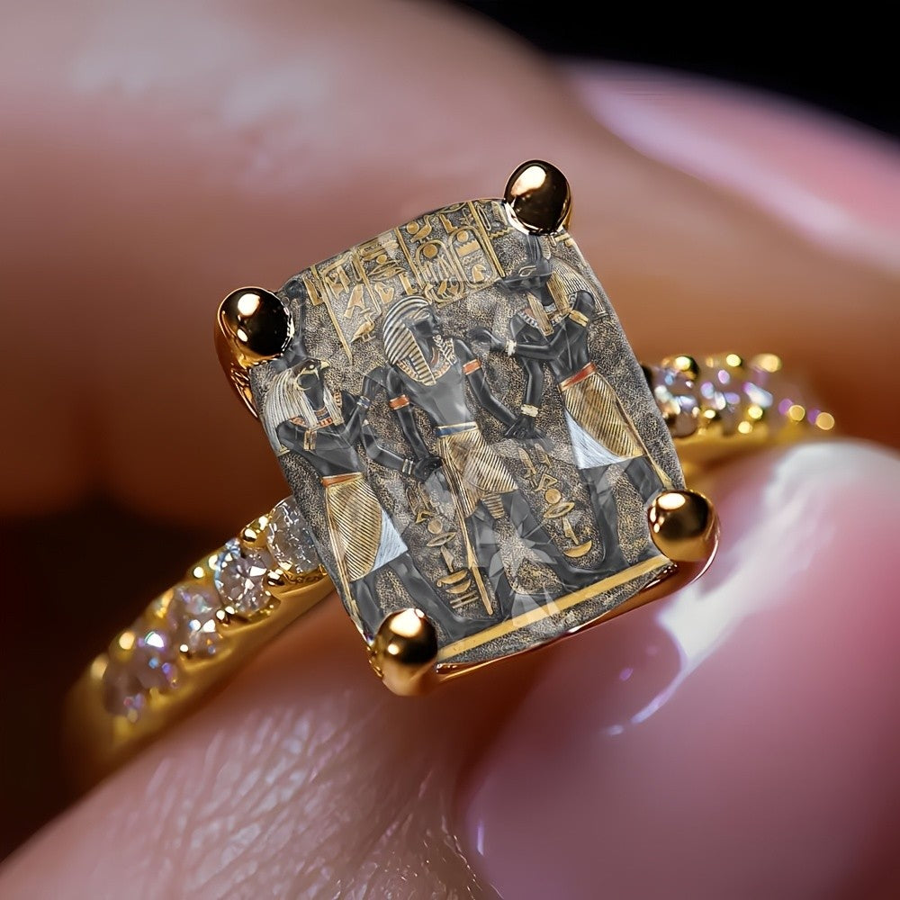 Egyptian Figures Square Ring