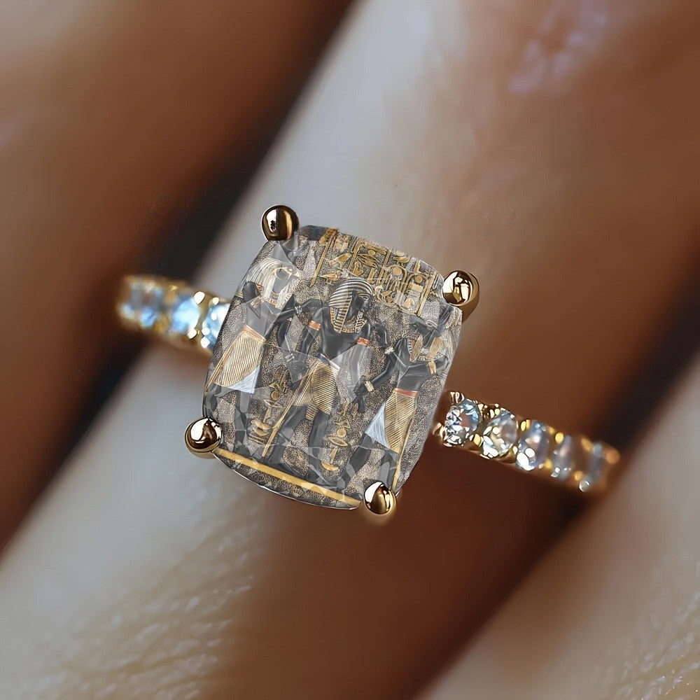Egyptian Figures Square Ring