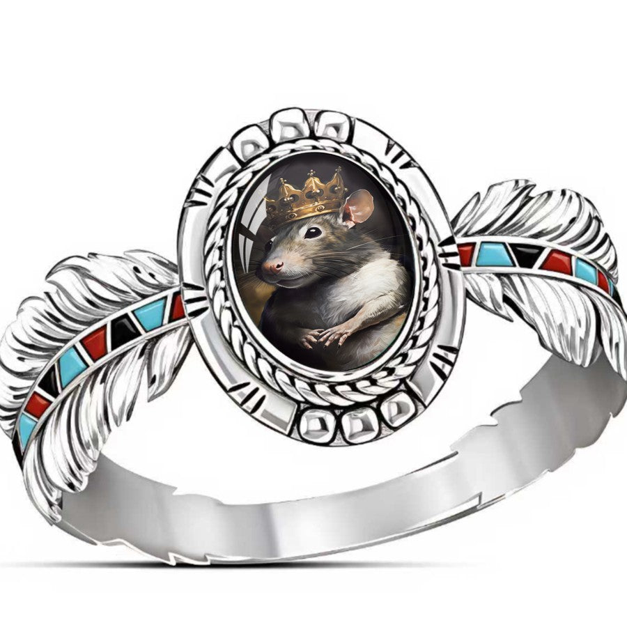 Crown Rat Oval Ring