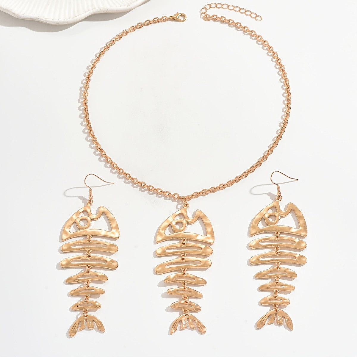Fishbone Necklace & Earring Set