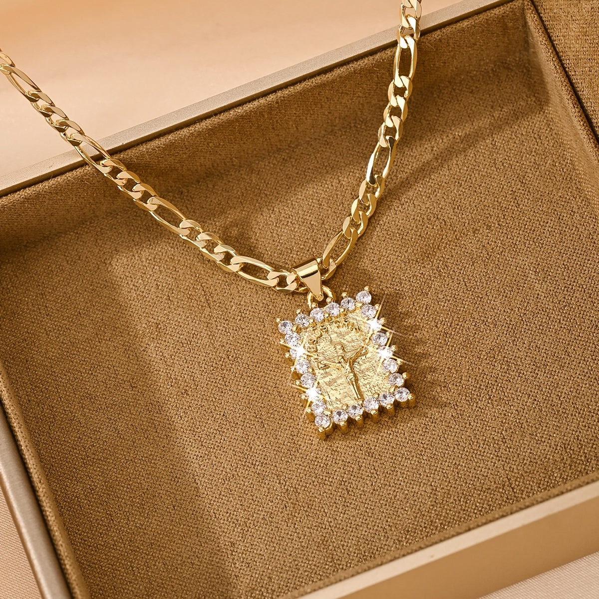 Crystal Halo Cross Pendant Necklace