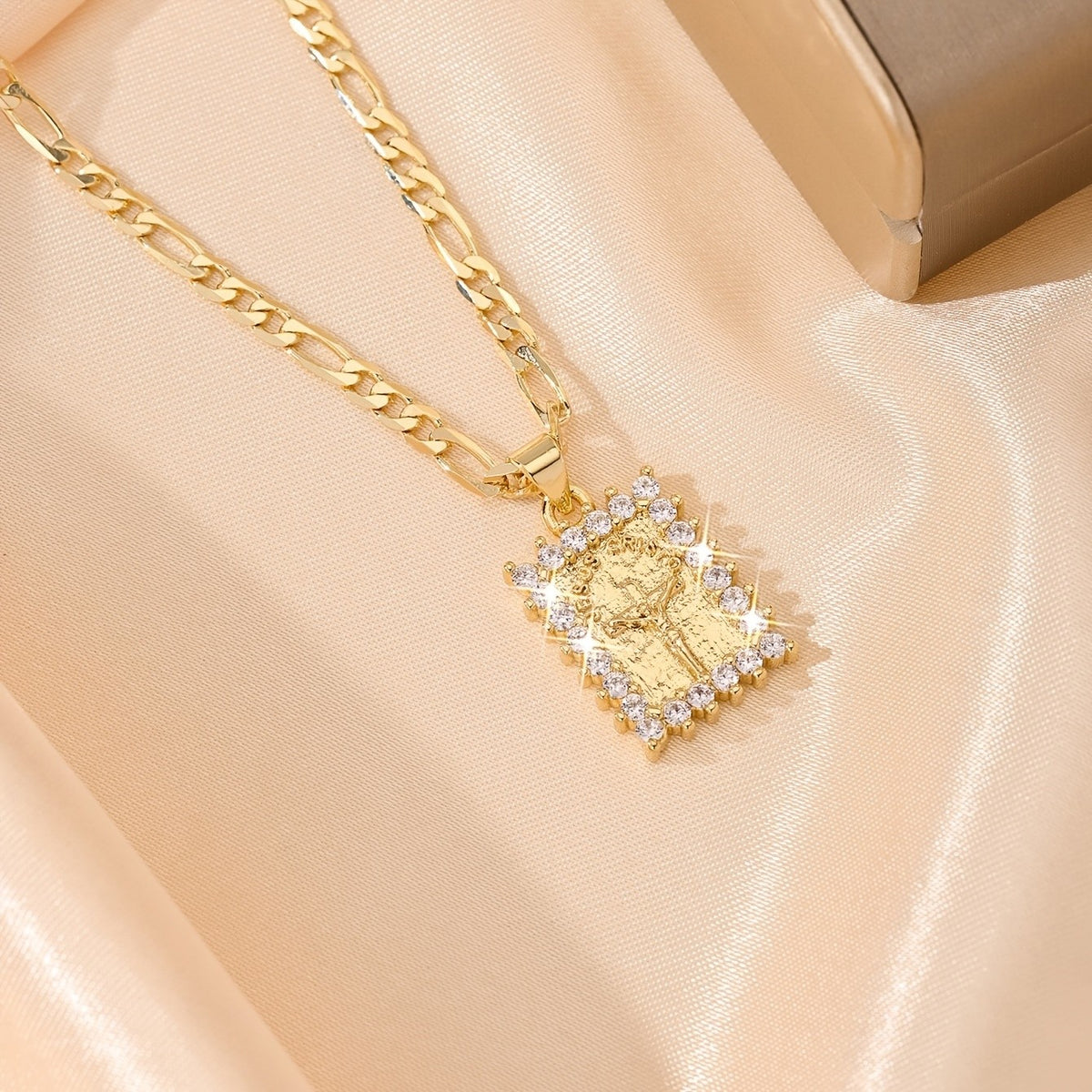 Crystal Halo Cross Pendant Necklace