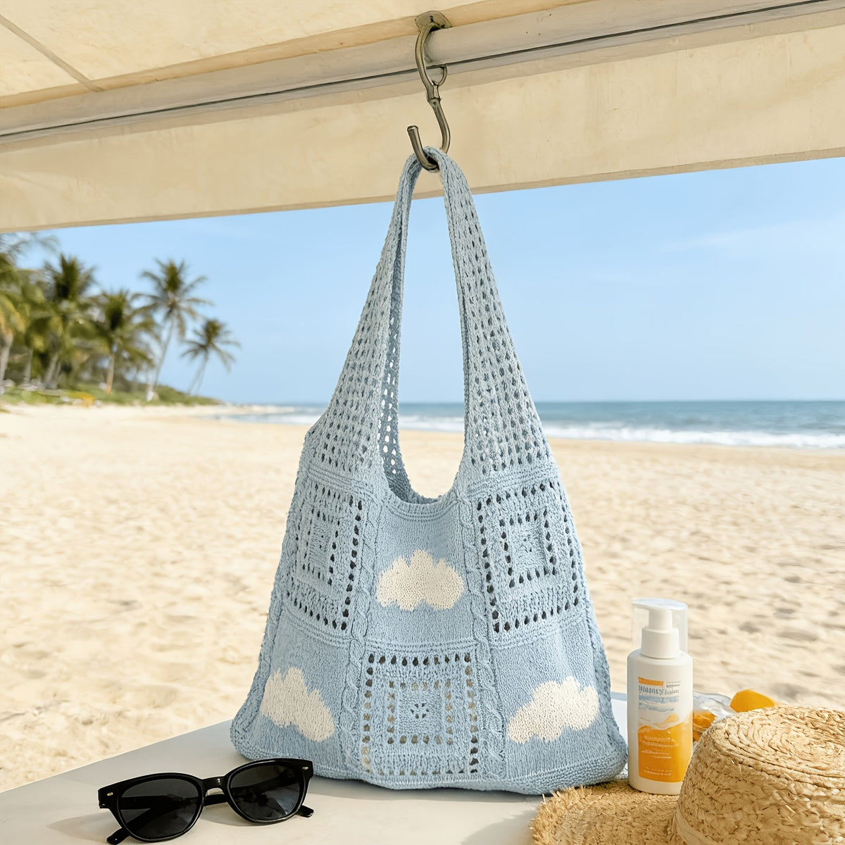 Blue Cloud Mesh Tote