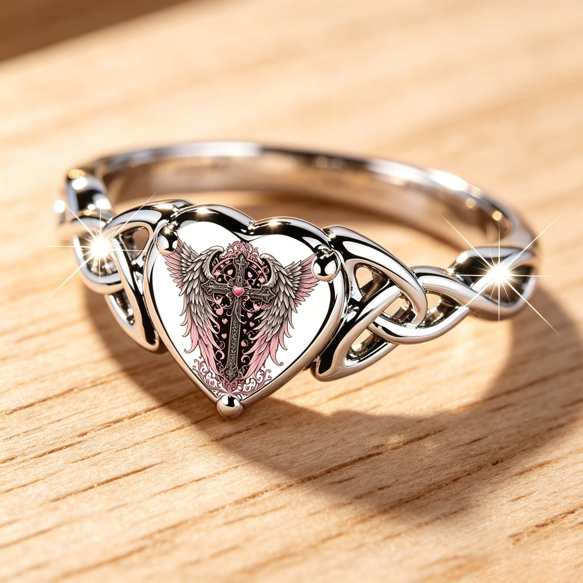 Celtic Knot Angel Heart Ring