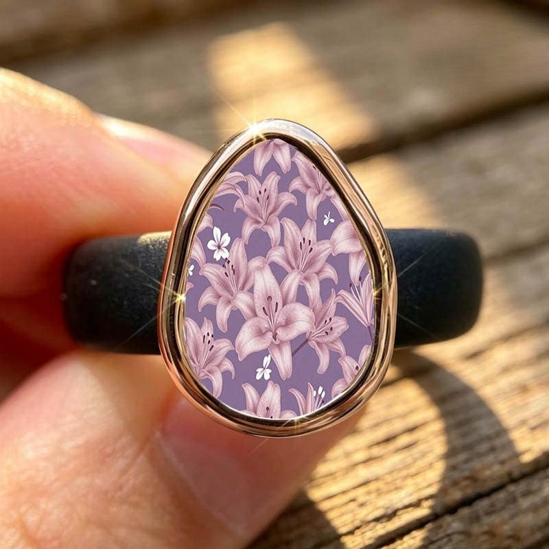 Lily Flower Teardrop Ring
