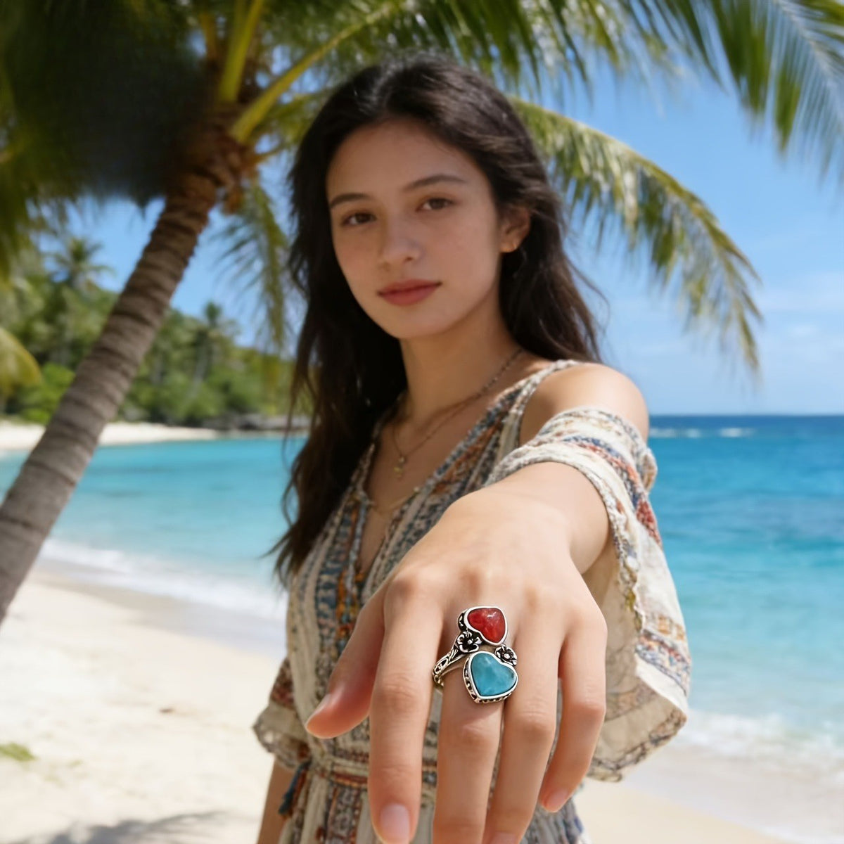 Dual Heart Stone Ring