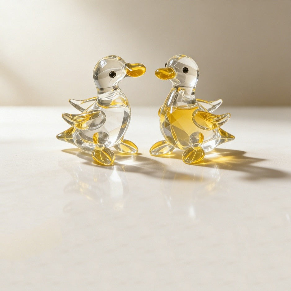 Crystal Duck Figurine Pair