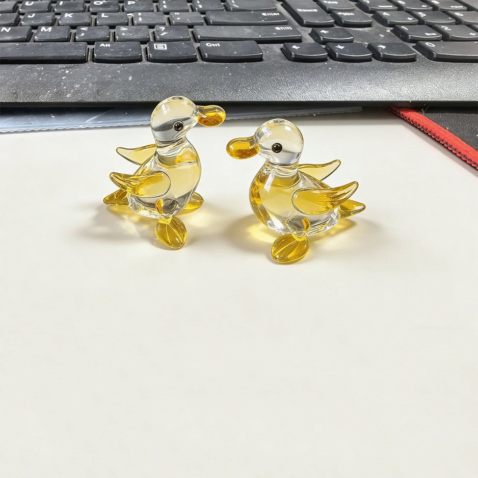 Crystal Duck Figurine Pair