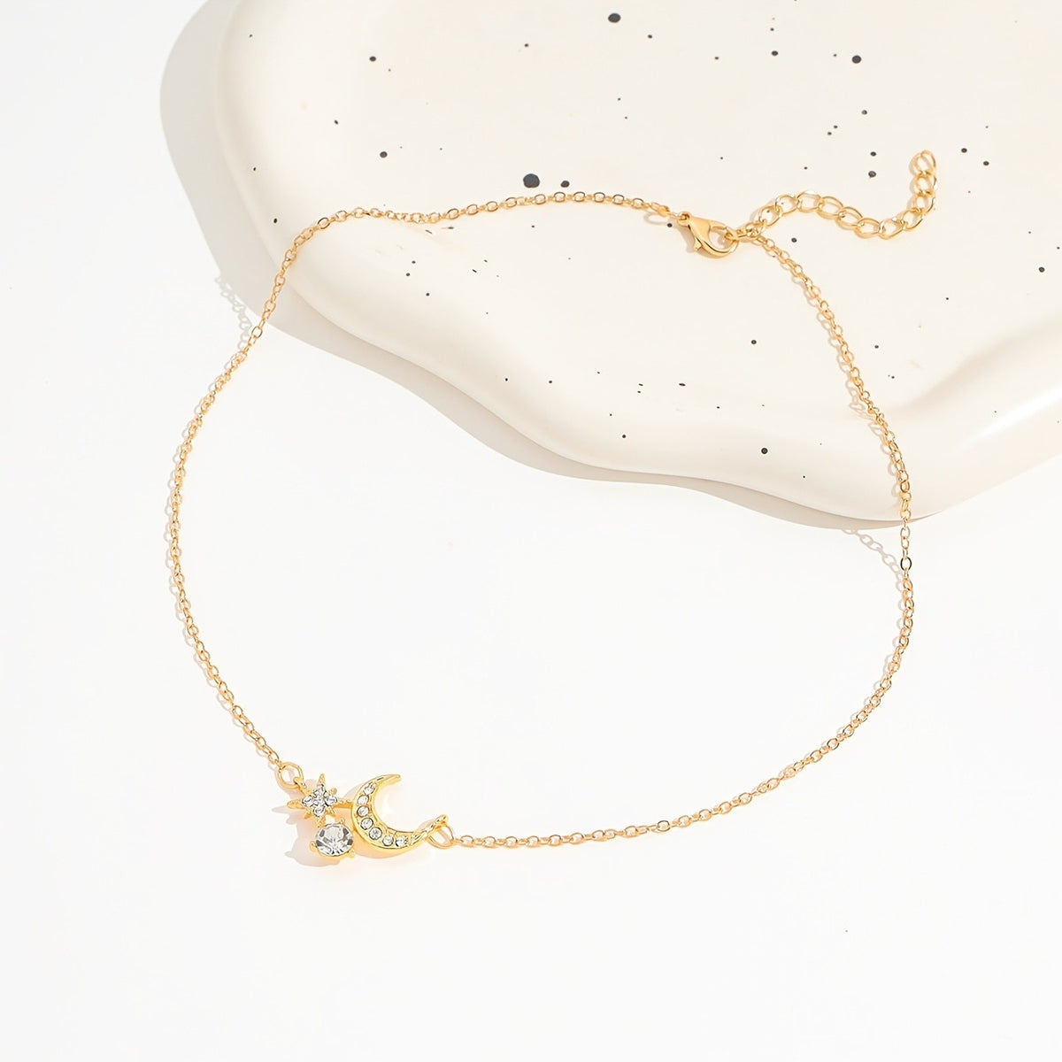 Crescent Moon & Star Cluster Necklace