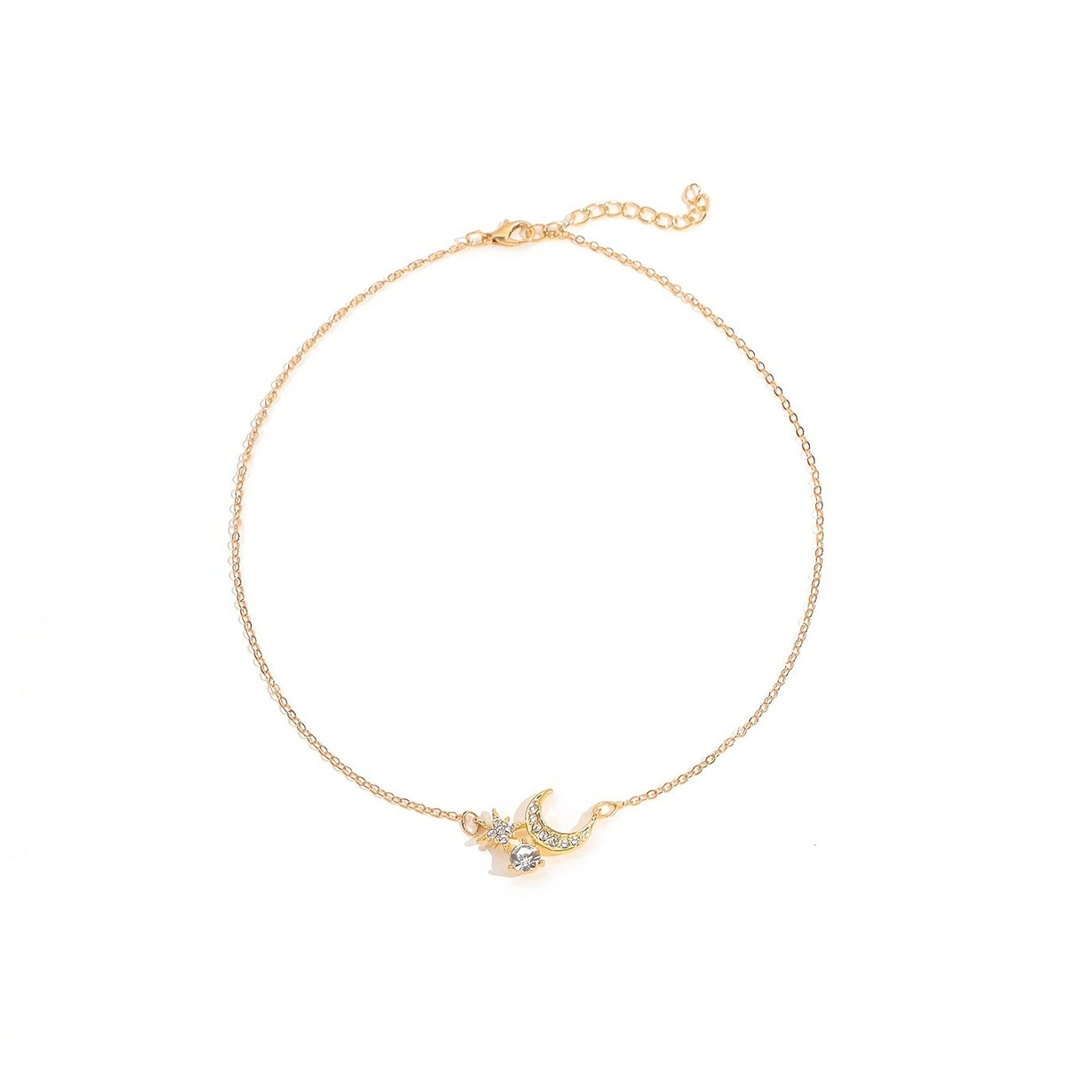 Crescent Moon & Star Cluster Necklace