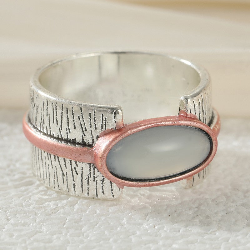 Bark Texture Oval Ring