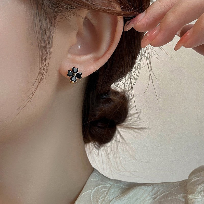 Heart Petal Flower Stud Earrings