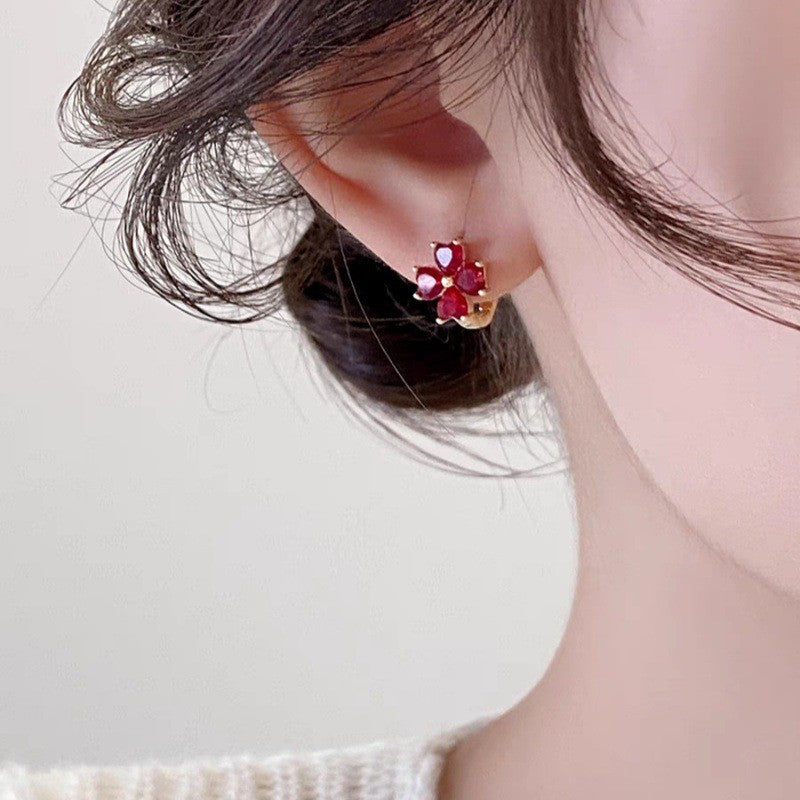 Heart Petal Flower Stud Earrings