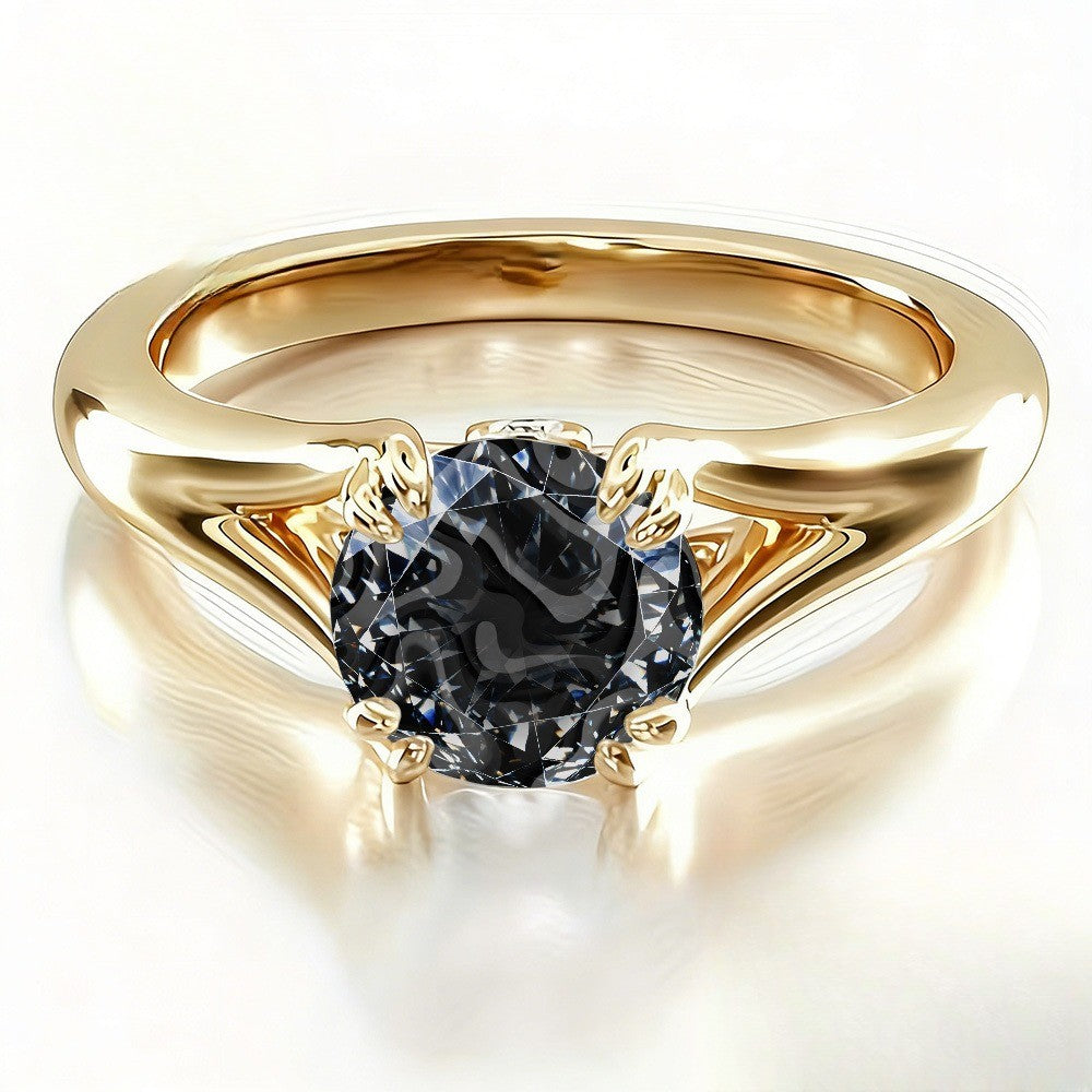 Black Stone Prong Ring