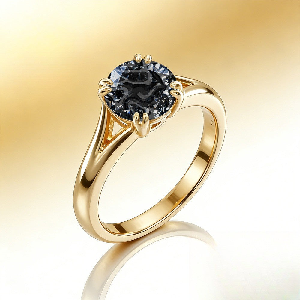 Black Stone Prong Ring