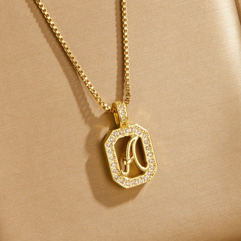 Crystal Initial Octagon Necklace
