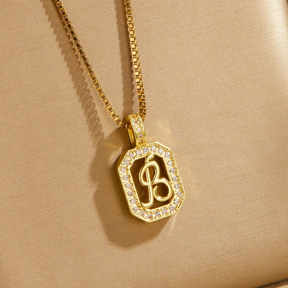 Crystal Initial Octagon Necklace