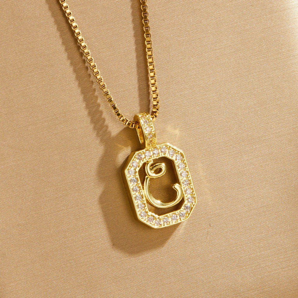 Crystal Initial Octagon Necklace