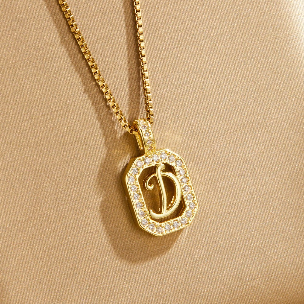 Crystal Initial Octagon Necklace
