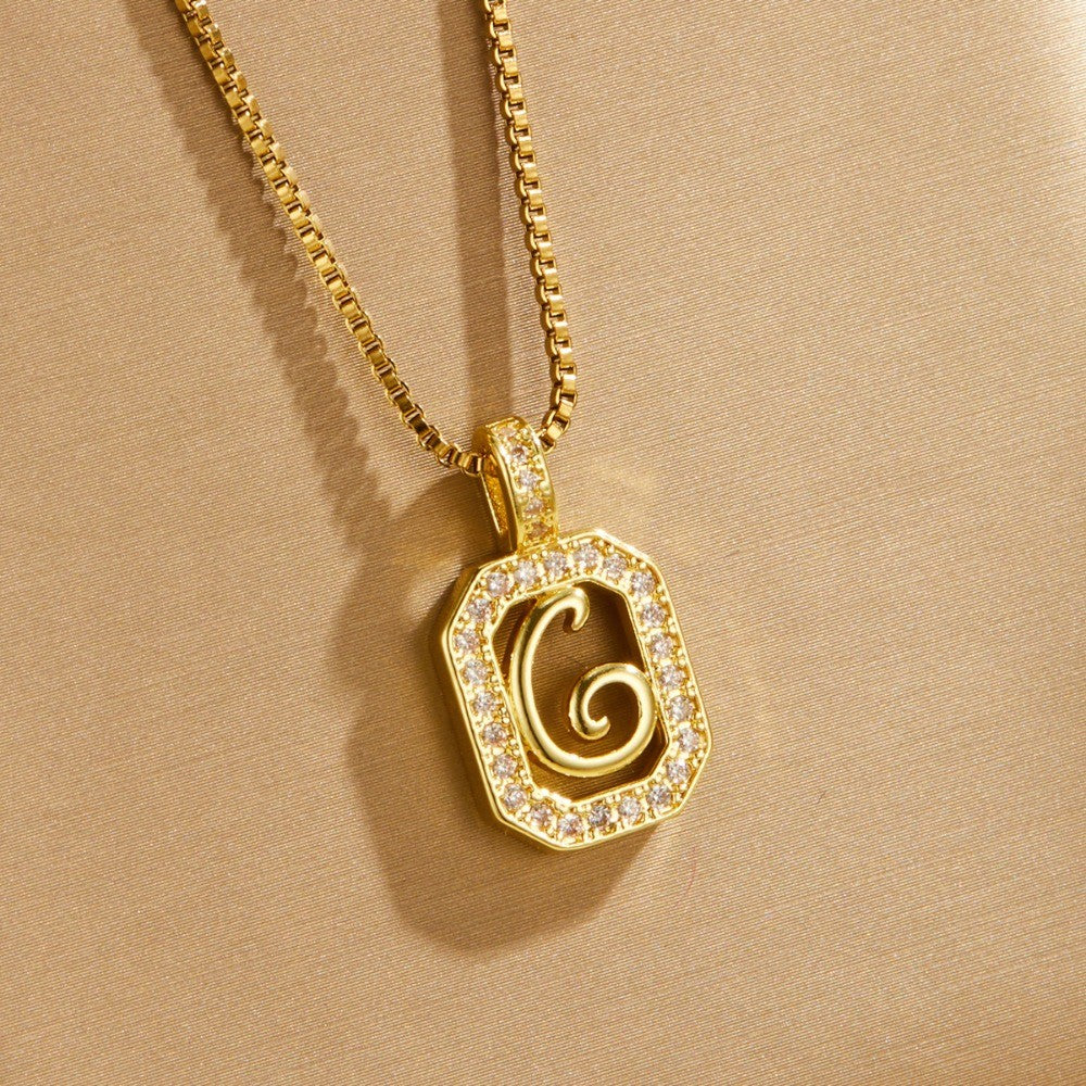 Crystal Initial Octagon Necklace