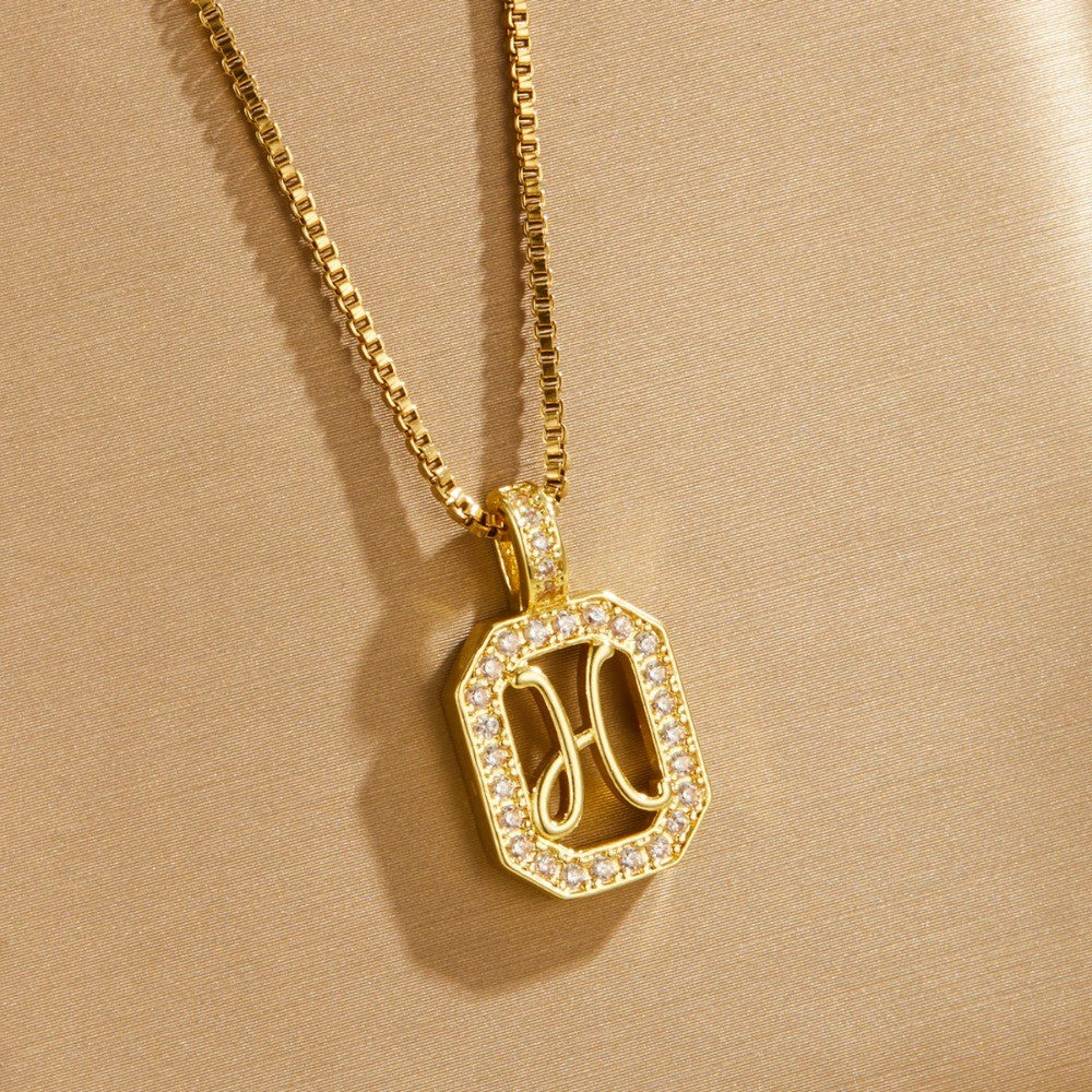 Crystal Initial Octagon Necklace