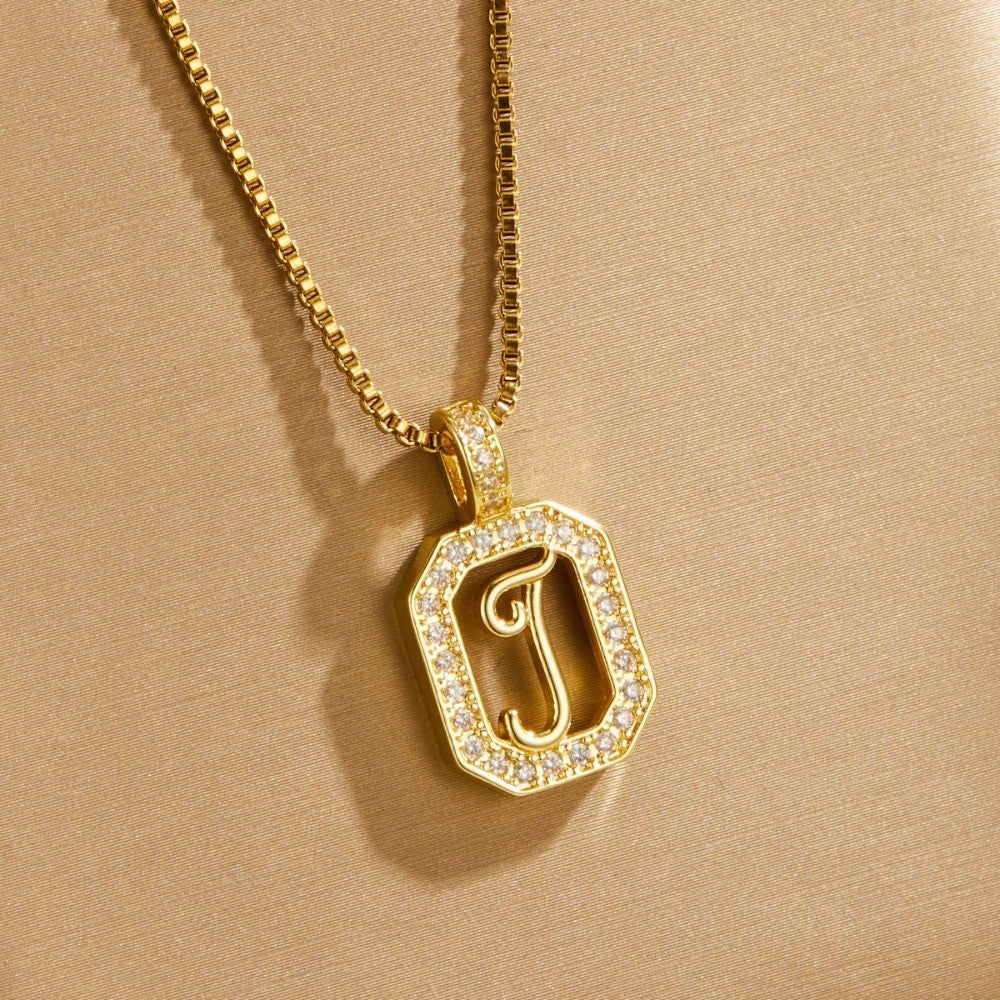 Crystal Initial Octagon Necklace