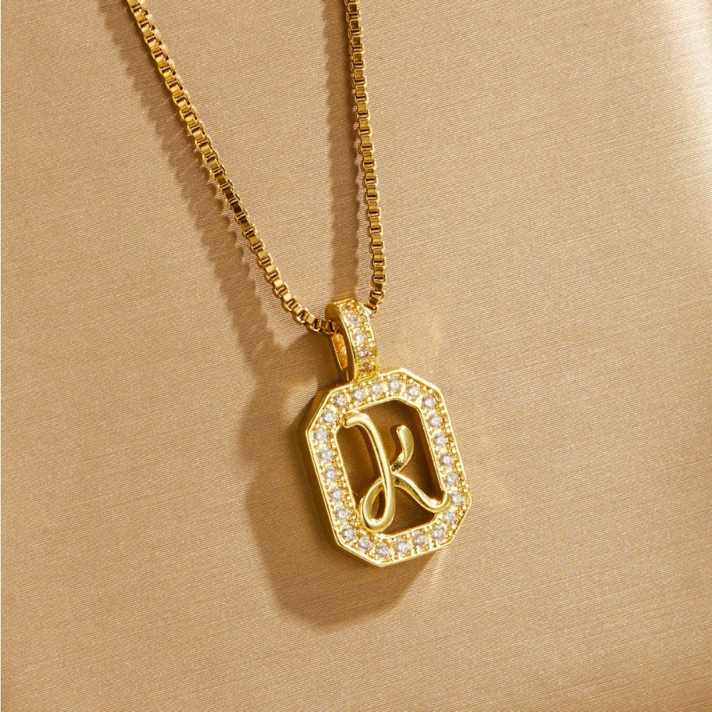 Crystal Initial Octagon Necklace
