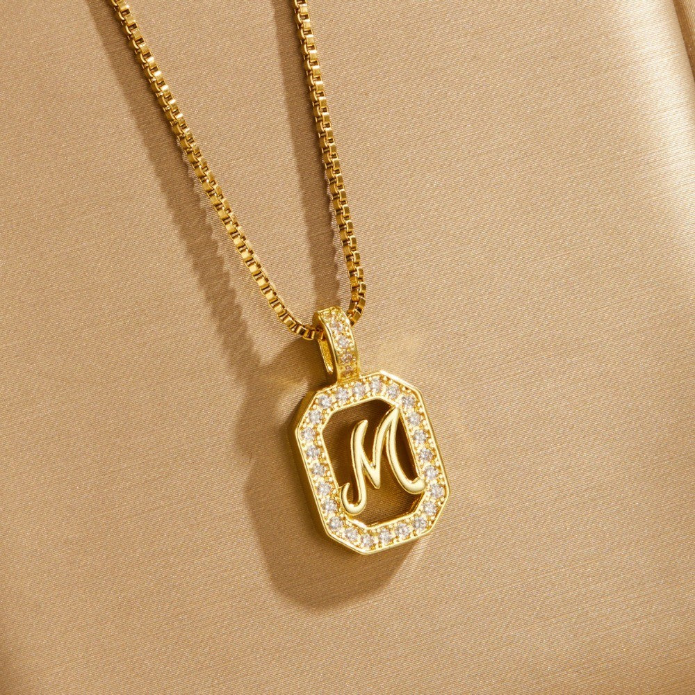 Crystal Initial Octagon Necklace