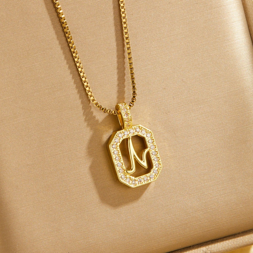 Crystal Initial Octagon Necklace