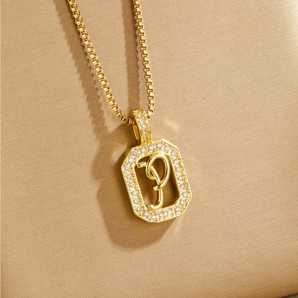 Crystal Initial Octagon Necklace