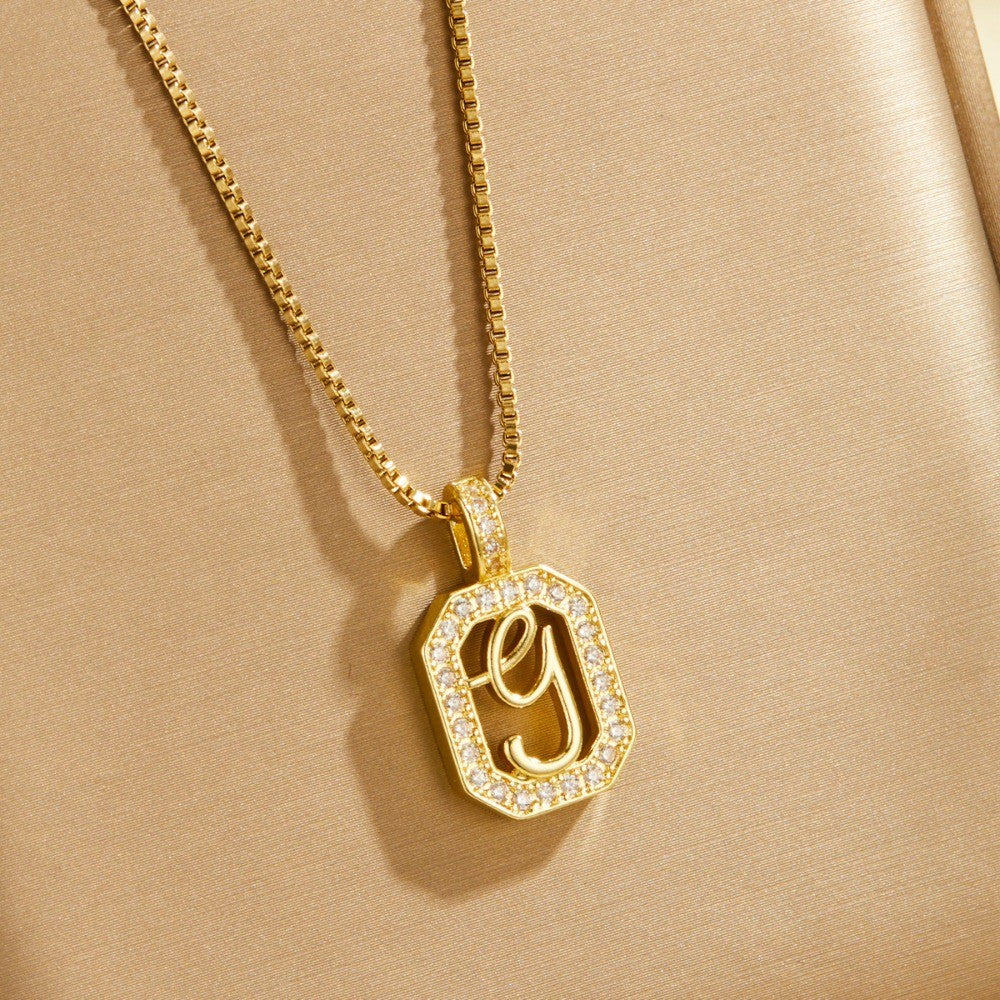 Crystal Initial Octagon Necklace