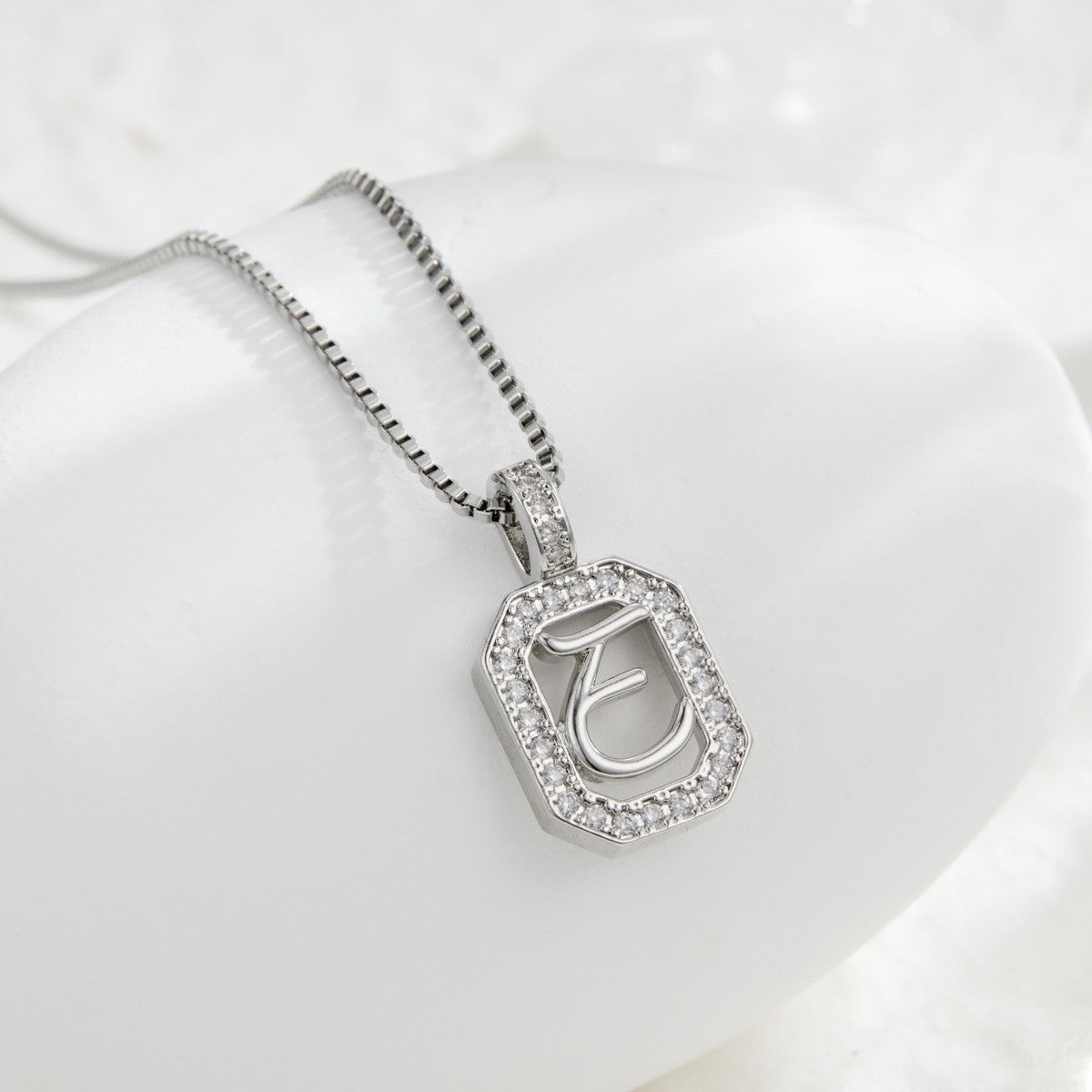 Crystal Initial Octagon Necklace