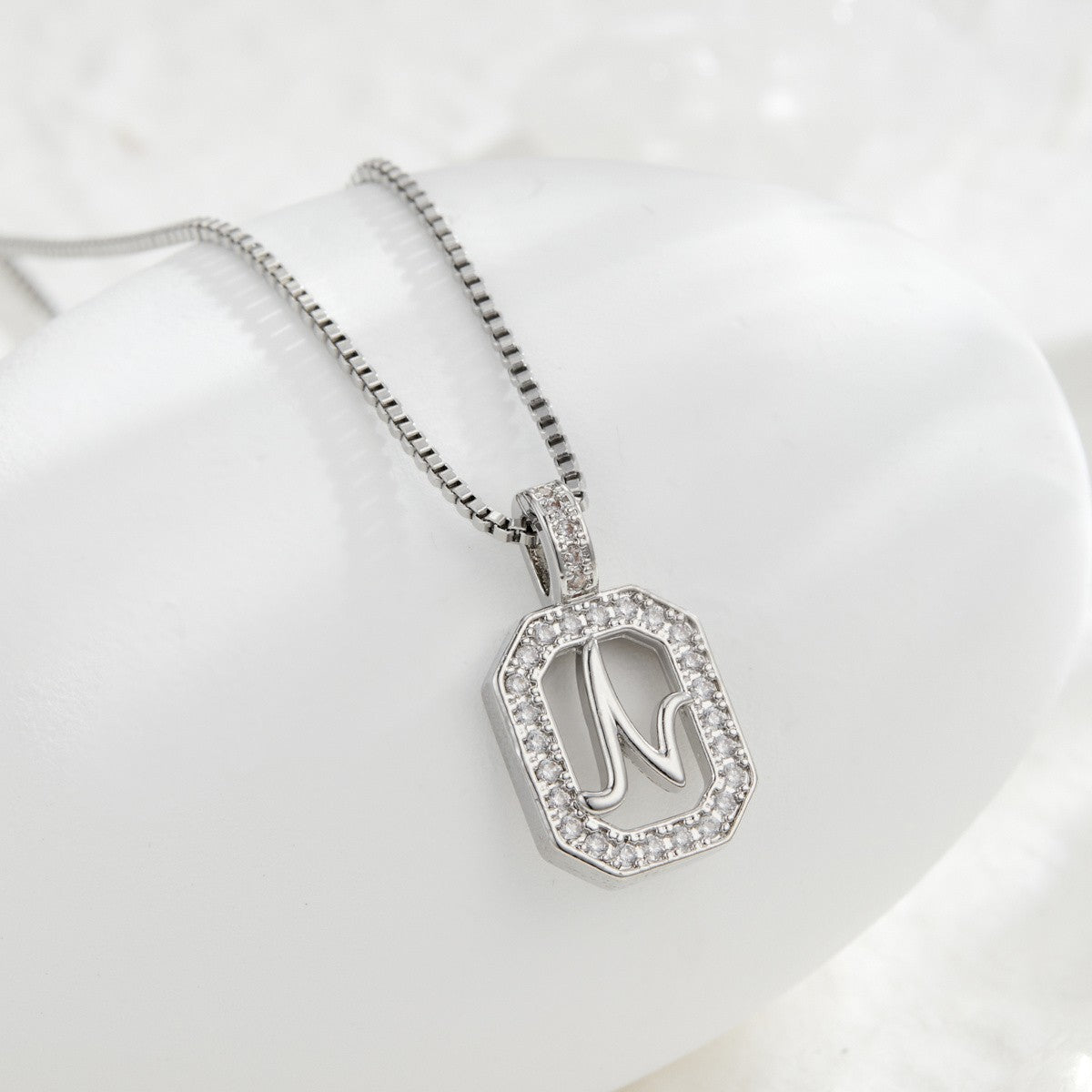 Crystal Initial Octagon Necklace
