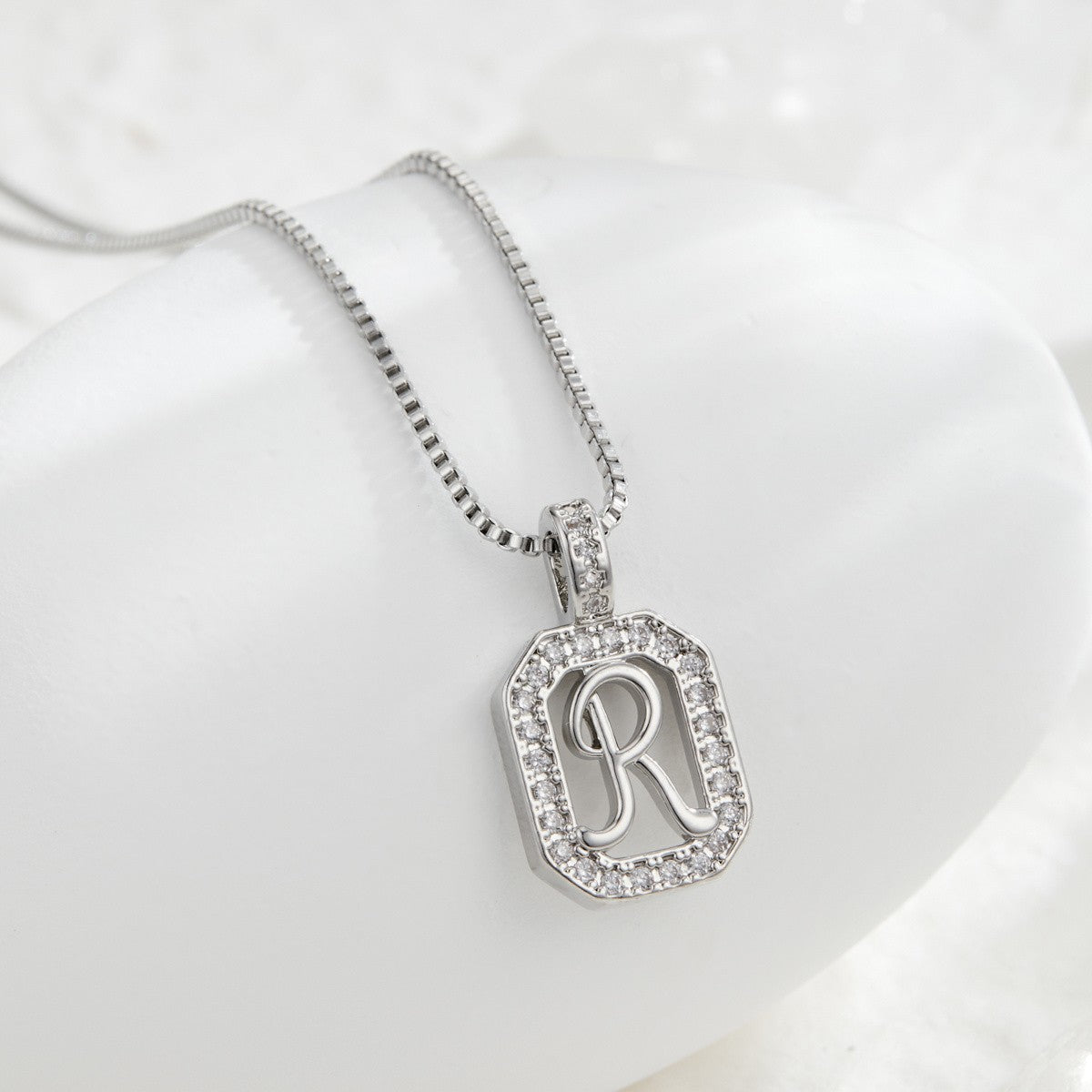 Crystal Initial Octagon Necklace