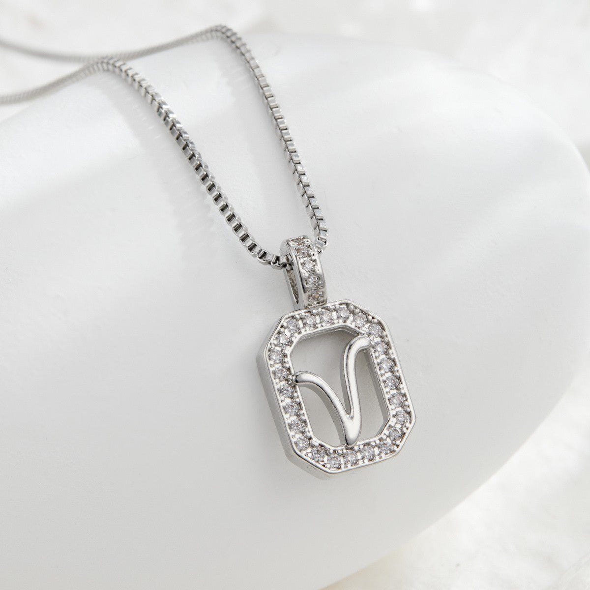 Crystal Initial Octagon Necklace