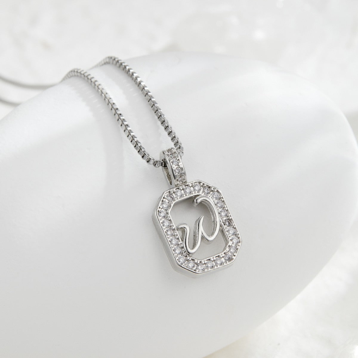 Crystal Initial Octagon Necklace